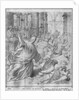 Life of Christ, Jesus chasing the merchants from the Temple, preparatory study of tapestry cartoon for the Church Saint-Merri in Paris, c.1585-90 by Henri Lerambert