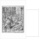 Life of Christ, Jesus chasing the merchants from the Temple, preparatory study of tapestry cartoon for the Church Saint-Merri in Paris, c.1585-90 by Henri Lerambert