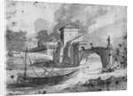 View of the Tiber near the bridge and the castle Sant'Angelo in Rome, c.1775-80 by Jacques Louis David
