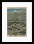 A swimming champion attacked by a sea monster by French School