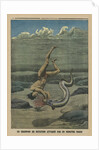 A swimming champion attacked by a sea monster by French School