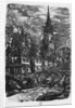 Fishing port with pointed steeple, 1860 by Rodolphe Bresdin