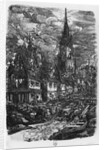 Fishing port with pointed steeple, 1860 by Rodolphe Bresdin