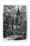Fishing port with pointed steeple, 1860 by Rodolphe Bresdin