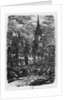 Fishing port with pointed steeple, 1860 by Rodolphe Bresdin