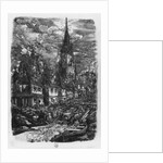 Fishing port with pointed steeple, 1860 by Rodolphe Bresdin