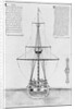 Cross-section in the largest width of an armed and equipped vessel by French School