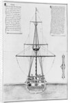 Cross-section in the largest width of an armed and equipped vessel by French School