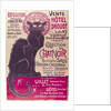 Poster advertising an exhibition of the 'Collection du Chat Noir' cabaret at the Hotel Drouot, Paris, May 1898 by Theophile Alexandre Steinlen