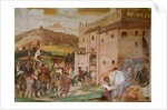 Reception of King Christian I of Denmark by the condottiere, Bartolomeo Colleoni, at the Castle of Malpaga in 1474, 1520-30 by Girolamo Romanino