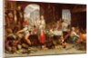 Kitchen Scene with the Parable of the Feast by Joachim Wtewael or Utewael or Wyewael