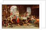 Kitchen Scene with the Parable of the Feast by Joachim Wtewael or Utewael or Wyewael