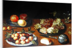 Still life with grapes, pomegranates and apricots by Osias the Elder Beert