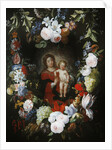 The Virgin and Child with a Garland of Flowers by Gerard & Ykens Frans Seghers