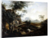 Landscape with a convoy of horses and carts by Frederick de Moucheron