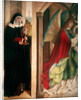 The Annunciation with St. Clare of Assisi, left panel of the retable when closed, 1480 by Master of the Carnation