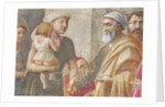 Detail of St Peter and the woman and child, from St. Peter and St. Paul Distributing Alms, c.1426 by Tommaso Masaccio