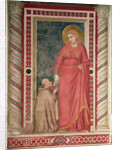Bishop Pontano kneeling before St. Mary Magdalene, Magdalene Chapel, c.1320 by Giotto