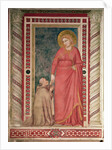 Bishop Pontano kneeling before St. Mary Magdalene, Magdalene Chapel, c.1320 by Giotto