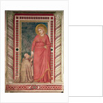 Bishop Pontano kneeling before St. Mary Magdalene, Magdalene Chapel, c.1320 by Giotto