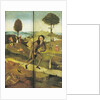 The Haywain, with panels closed showing Everyman walking the Path of Life by Hieronymus Bosch