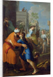 Tobias bidding farewell to his father-in-law, Raguel by Pierre Parrocel