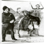 Galop Chromatique Caricature of Luigi Lablache, Franz Liszt at the piano and Francois Habeneck by Henri Lehmann