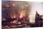 Detail of the village on fire by Hieronymus Bosch
