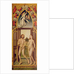 Redemption Triptych; left hand panel showing the expulsion of Adam and Eve from Paradise, c.1460 , c.1460 by Vrancke van der Stockt