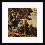 Johann Friedrich the Magnanimous, Elector of Saxony and Emperor Charles V hunting deer near Hartenfels Castle, Torgau, 1544 by Lucas the Elder Cranach
