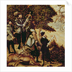 Johann Friedrich the Magnanimous, Elector of Saxony and Emperor Charles V hunting deer near Hartenfels Castle, Torgau, 1544 by Lucas the Elder Cranach