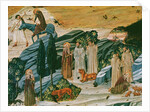 Saint Gerasimus in the Thebaid desert with the lion he tamed by removing a thorn from its paw, c.1440 by School Tuscan