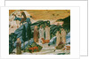 Saint Gerasimus in the Thebaid desert with the lion he tamed by removing a thorn from its paw, c.1440 by School Tuscan
