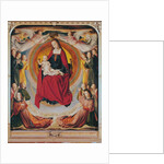 Coronation of the Virgin, centre panel from the Bourbon Altarpiece, c.1498 by (fl.c.1483-c.1529) Master of Moulins