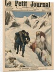 An heroic round, an Alpine postman rescuing a traveller stuck in the snow by French School