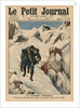 An heroic round, an Alpine postman rescuing a traveller stuck in the snow by French School
