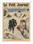 An heroic round, an Alpine postman rescuing a traveller stuck in the snow by French School
