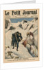 An heroic round, an Alpine postman rescuing a traveller stuck in the snow by French School