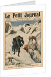 An heroic round, an Alpine postman rescuing a traveller stuck in the snow by French School