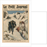 An heroic round, an Alpine postman rescuing a traveller stuck in the snow by French School