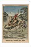 A fisherman astride a crocodile by French School