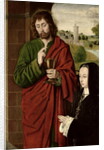 Anne of France Lady of Beaujeu, Duchess of Bourbon, presented by St. John the Evangelist, right hand wing of a triptych, c.1492-93 by Master of Moulins