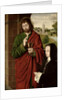 Anne of France Lady of Beaujeu, Duchess of Bourbon, presented by St. John the Evangelist, right hand wing of a triptych, c.1492-93 by Master of Moulins