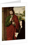 Anne of France Lady of Beaujeu, Duchess of Bourbon, presented by St. John the Evangelist, right hand wing of a triptych, c.1492-93 by Master of Moulins