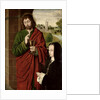 Anne of France Lady of Beaujeu, Duchess of Bourbon, presented by St. John the Evangelist, right hand wing of a triptych, c.1492-93 by Master of Moulins