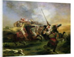 Moroccan horsemen in military action, 1832 by Ferdinand Victor Eugene Delacroix
