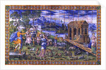 Tile depicting the Story of Noah: Embarking in the Ark by Masseot Abaquesne