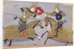 Two warriors on horseback in combat, School of Tabriz, c.1480 by Islamic School