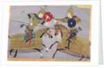 Two warriors on horseback in combat, School of Tabriz, c.1480 by Islamic School