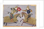 Two warriors on horseback in combat, School of Tabriz, c.1480 by Islamic School